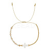 Adjustable Glass & Brass Beads Braided Bead Bracelets TB8315-1-1