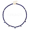 Adjustable 4MM Round and Teeardrop Natural Lapis Lazuli Beaded Necklace for Women Elegant Casual Jewelry Gift YO7964-5-1