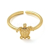 Rack Plating Brass Sea Turtle Open Cuff Rings for Women RJEW-C081-02G-2