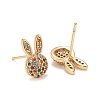 Cubic Zirconia Rabbit Stud Earrings EJEW-A069-14G-2
