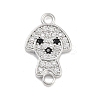 Brass Pave Clear & Black Cubic Zirconia Pet Puppy Connector Charms KK-Z061-01P-02-1