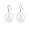 Ring with Christmas Tree 201 Stainless Steel Dangle Earrings EJEW-JE06578-2