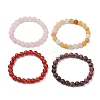 4Pcs Constellation 8mm Round Natural Rhodonite & Rose Quartz & Dyed Jade & Carnelian Beaded Stretch Bracelets for Women BJEW-JB10642-4