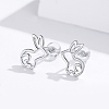 Anti-Tarnish Rhodium Plated 925 Sterling Silver Bunny Stud Earrings EJEW-FF0009-08P-2