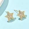 Star Brass Micro Pave Clear Cubic Zirconia Stud Earrings EJEW-A132-16G-3