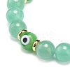 Natural Green Aventurine & Lampwork Evil Eye Round Beaded Stretch Bracelet BJEW-JB08713-07-4