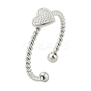 Heart 304 Stainless Steel Open Cuff Rings for Women RJEW-G338-14P-4