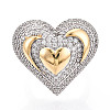 Brass Micro Pave Cubic Zirconia Adjustable Open Cuff Rings for Women RJEW-N051-07GP-2