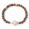 Summer Beach Turtle Dyed Synthetic Turquoise & 6.5mm Round Wenge Wood Beaded Stretch Bracelets for Women BJEW-JB10515-02-1