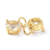 Brass Cubic Zirconia Charms ZIRC-C022-05G-2