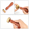 1Pc Pear Wood Handle with 1pc Brass Stamp Head DIY-OC0012-40B-3