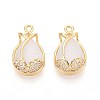 Brass Micro Pave Clear Cubic Zirconia Cat Eye Pendants KK-T071-16G-A01-1