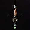 Natural Red Agate Piece & Metal Evil Eye Moon Hanging Ornaments PW-WG66301-06-1