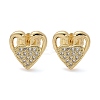 Valentine's Day Heart Brass Micro Pave Clear Cubic Zirconia Stud Earrings EJEW-D305-22G-04-3