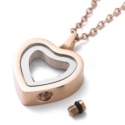 304 Stainless Steel Heart Urn Ashes Necklaces STAS-Z106-09RG-02-1