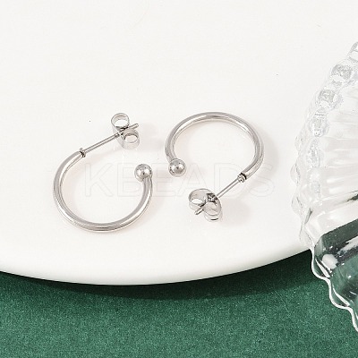 C-Shaped 304 Stainless Steel Stud Earrings EJEW-Z154-01P-02-1
