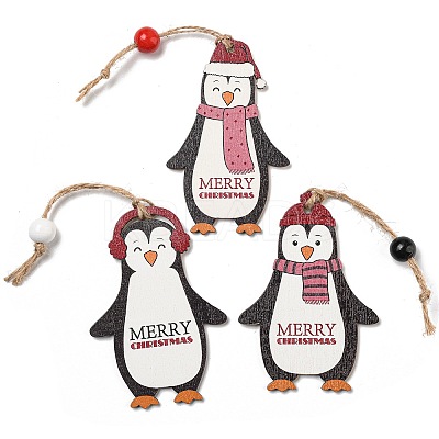 9Pcs 3 Styles Christmas Wood Pendant Decorations Set WOOD-U004-01C-1
