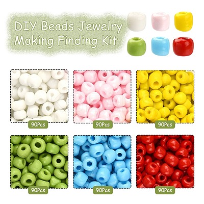 540Pcs 6 Colors 6/0 Glass Seed Beads SEED-YW0001-88-1