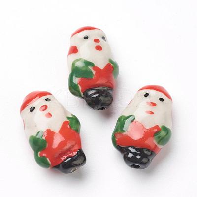 Handmade Porcelain Christmas Santa Claus Beads Strands PORC-G006-18-1