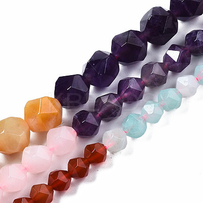 Chakra Theme Natural Tiger Eye & Rose Quartz & Amethyst & Topaz Jade & Red Agate & Amazonite & Sodalite Beads Strands LS-G-S376-002C-1