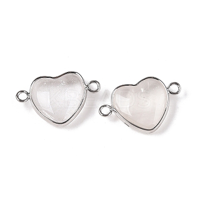 Natural Quartz Crystal Love Heart Pendants G-T138-205C-P-1