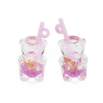 Imitation Bubble Tea Transparent Resin Pendants RESI-T052-04D-1