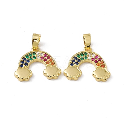 Brass Micro Pave Colorful Cubic Zirconia Pendants KK-E068-VC065-1