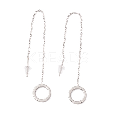 Tarnish Resistant Long Chain with Open Ring Dangle Stud Earrings EJEW-A067-10P-1