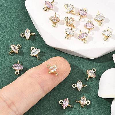 SHEGRACE Brass Pave Cubic Zirconia Horse Eye Connector Charms XGRQ2O297-436G-1