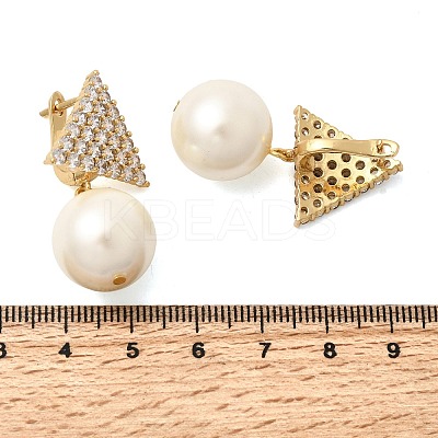 Triangle Brass Micro Pave Clear Cubic Zirconia Hoop Earrings EJEW-H180-01C-G-1