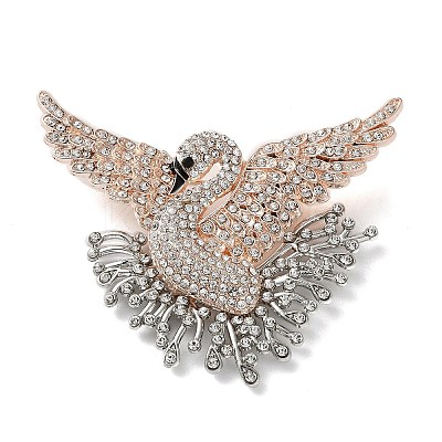 Swan Alloy Rhinestone Lapel Pins for Backpack Clothes JEWB-H032-03LGP-1