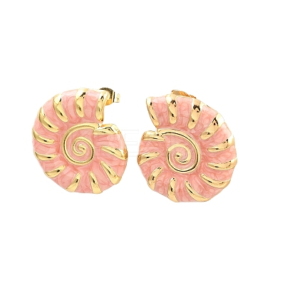 304 Stainless Steel Enamel Conch Stud Earrings EJEW-L276-01G-02-1