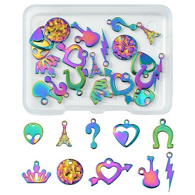 20Pcs 10 Styles 304 & 201 Stainless Steel Charms STAS-FS0001-42-1