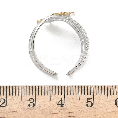 Sun 304 Stainless Steel Rhinestone Cuff Rings LS-RJEW-D338-04GP-1
