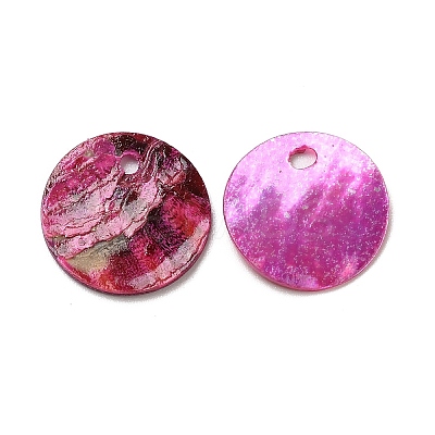 Spray Painted Natural Akoya Shell Charms SHEL-F007-15A-08-1