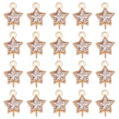 20Pcs Brass Pave Clear Cubic Zirconia Links KK-GO0001-95-1