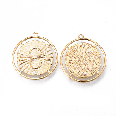Brass Micro Pave Clear Cubic Zirconia Pendants KK-N232-158-NF-1