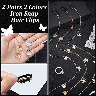 2 Pairs 2 Colors Iron Snap Hair Clips OHAR-HY0001-01-1