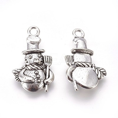 Christmas Snowman Alloy Pendants TIBEP-GC113-AS-RS-1