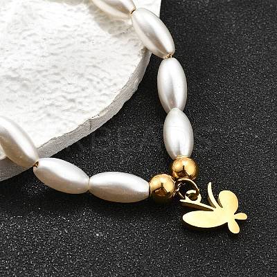 304 Stainless Steel Butterfly Charm Bracelets for Women BJEW-C098-08G-1