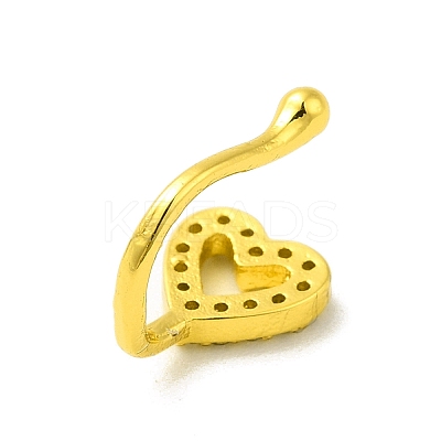 Clear Cubic Zirconia Hollow Heart Clip on Nose Ring AJEW-F059-21G-1
