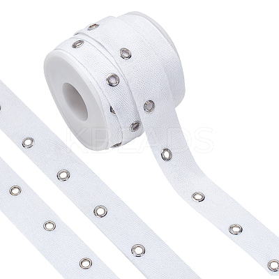 8 Yards Cotton Twill Tape Ribbons with Stainless Steel Eyelets OCOR-BC0006-43B-1