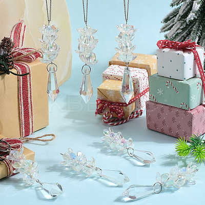 8Pcs Glass Pendants PALLOY-SP00008-1