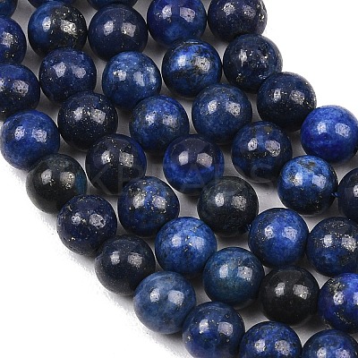 Dyed Natural Lapis Lazuli Round Beads Strands G-M169-6mm-05-1
