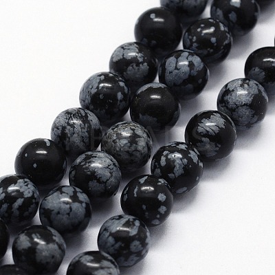 Natural Snowflake Obsidian Beads Strands X-G-I199-36-10mm-1