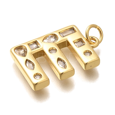 Brass Micro Pave Clear Cubic Zirconia Pendants KK-G521-01G-E-1