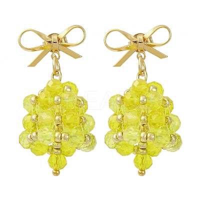 Christmas Bell Brass Dangle Stud Earrings EJEW-MZ00495-03-1
