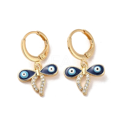 Evil Eye Real 18K Gold Plated Brass Dangle Leverback Earrings EJEW-Q797-01A-G-1