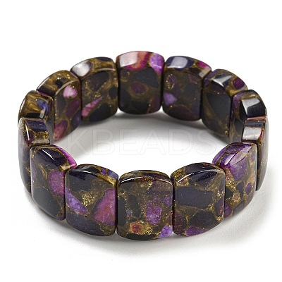Synthetic Rectangle Gold Clinquant Stone Stretch Bracekets G-P549-01C-1
