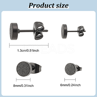 2 Pairs 2 Size 304 Stainless Steel Flat Round Stud Earrings for Men Women EJEW-AN0003-41-1